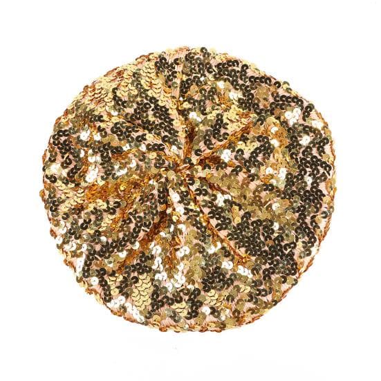 Sequin Beret for Women Sparkling Stage Effect No Brim Flat Top Solid Color Parties Performances Headwear Lady Cap yellow