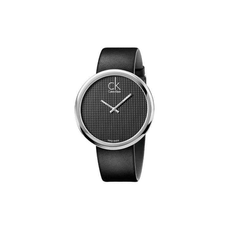 Calvin Klein Plaid Series Watch Quartz Movement Leather Strap 46Mm Black Dial Women watches K0V231C1 Black Dial