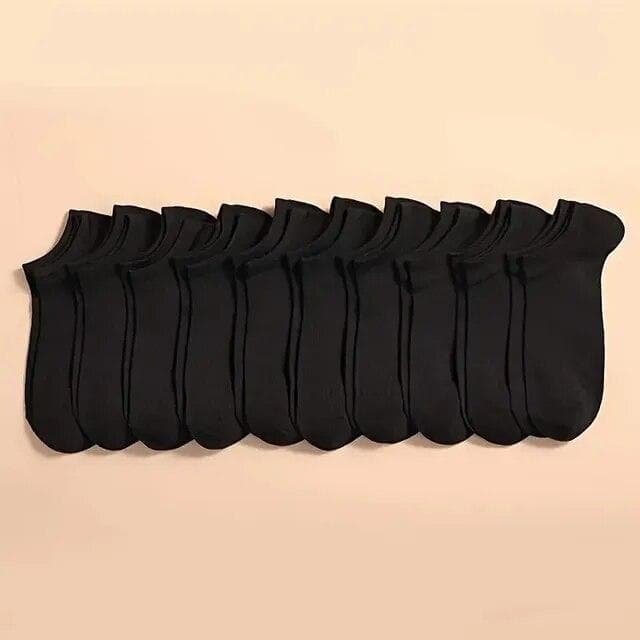 10 Pairs Women/Men Boat Socks Invisible Low Cut Silicone Non-slip Summer No-show Ankle Socks Solid Color Casual Breathable 10 Pairs black