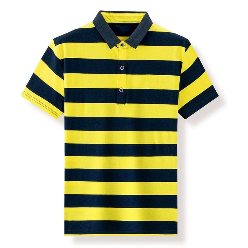 Polo Shirt Loose Collar Striped Men's Short Sleeved Summer Light Business Casual Men's Polo Shirt Upper Garment XXXXL