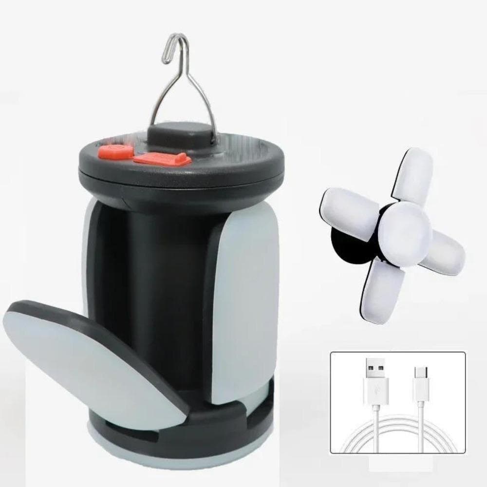 High Power Solar LED Camping Lantern Rechargeable 4500mAh 1000LM Emergency Power Bank Foldable 6 Light Modes for Camping Fishing 4 Leaf No Solar