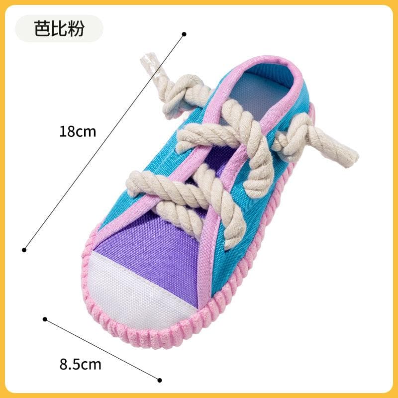 1-Pack Single Sneaker-Style Dog Chew Toy With Knot And Squeaky Ball - Durable Oxford Cloth Dog Chew Toy Suitable For Dogs Weighing 8-25 Lbs purple