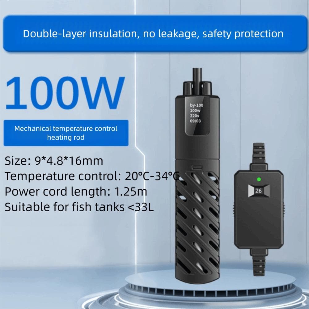 Quartz Glass Aquarium Submersible Heater Adjustable Fish Tank Heating Rod Aquatic Aquariums 100W