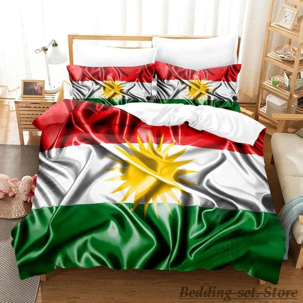 Kurdistan Flag Bedding Set Single Twin Full Queen King Size Bed Set Adult Kid Bedroom Duvetcover Sets parure de lit Bed 70x133cm 2pcs