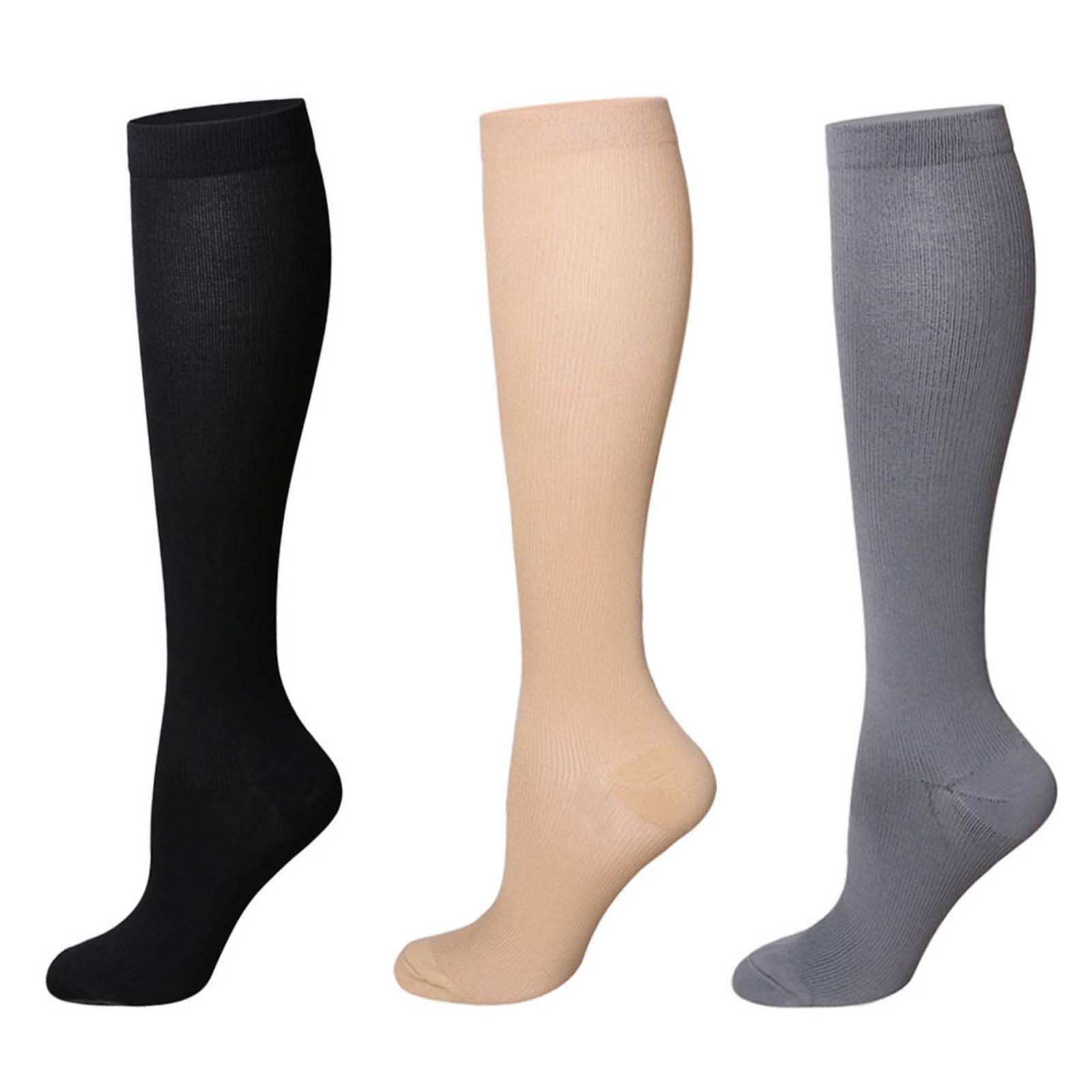 3 Pair Compression Socks Pure Color Increase Blood Flows Breathable Nylon Compression Socks Running