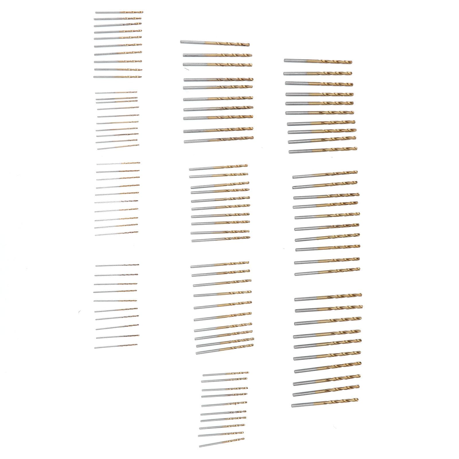 100 Pcs Twist Drill Bit Set WearResistance Titanium Plated Twist Drill Combination for Wood Metal