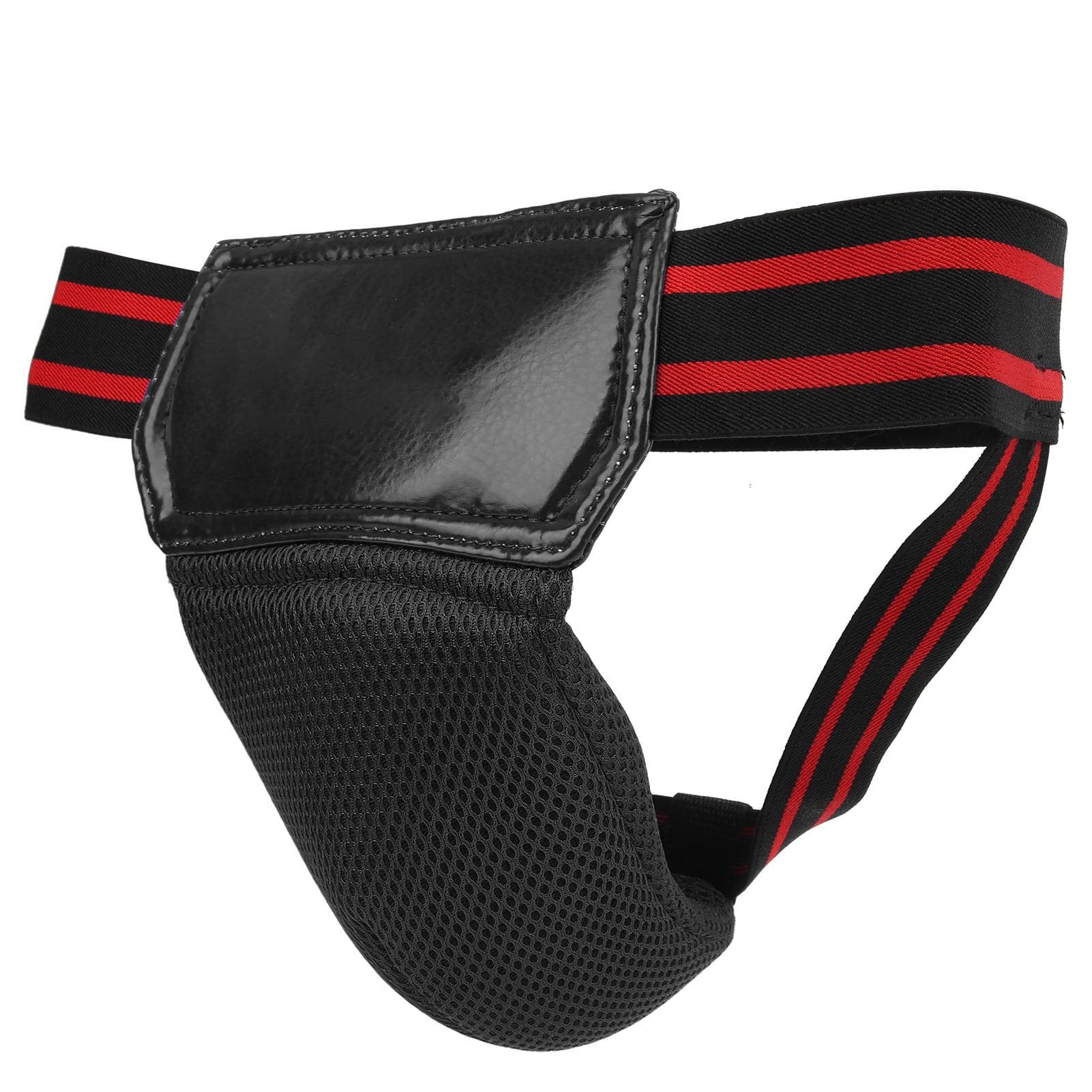 Boxing Groin Guard Protector PU Leather Breathable Jockstrap for Kickboxing Muay ThaiBlack