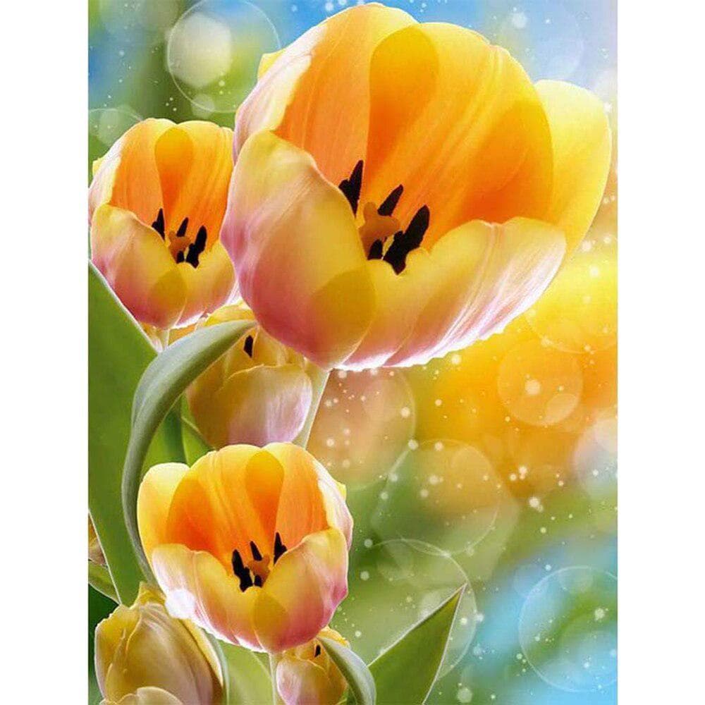 Vintage Flower Diamond Painting Rhinestones Full Round Mosaic Picture Floral Large DIY Painting 20X30CM