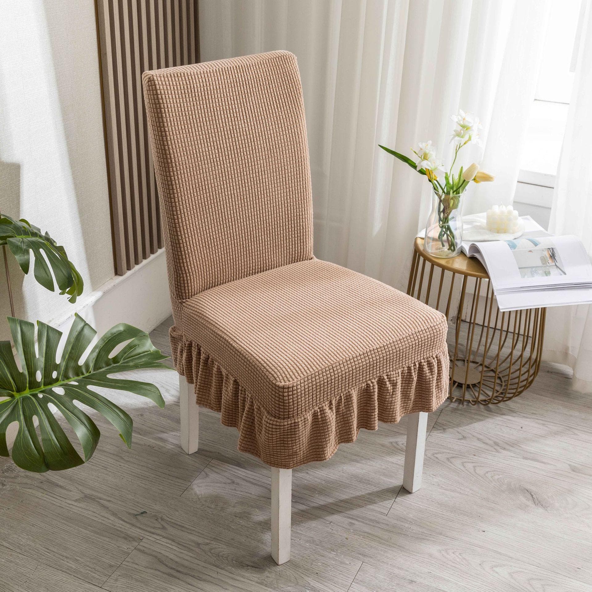 Chair Cover Waterproof Skirt Chair Cover Banquet Chair Cover Elastic Dining Table and Hair Covers Waterproof Chair Cover A