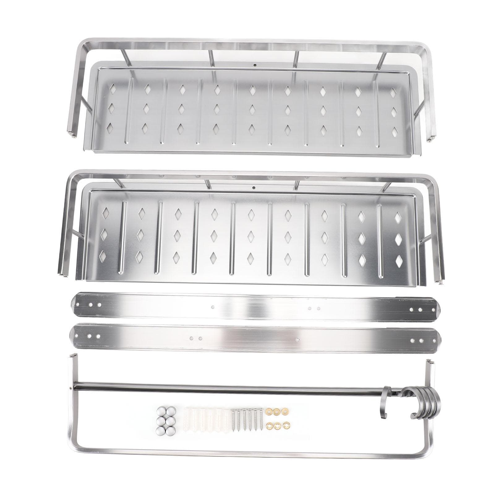 Shower Caddy Organizer Stainless Steel Wall Mounted Bathroom Shelf Rack with Towel Bar for Bathroom