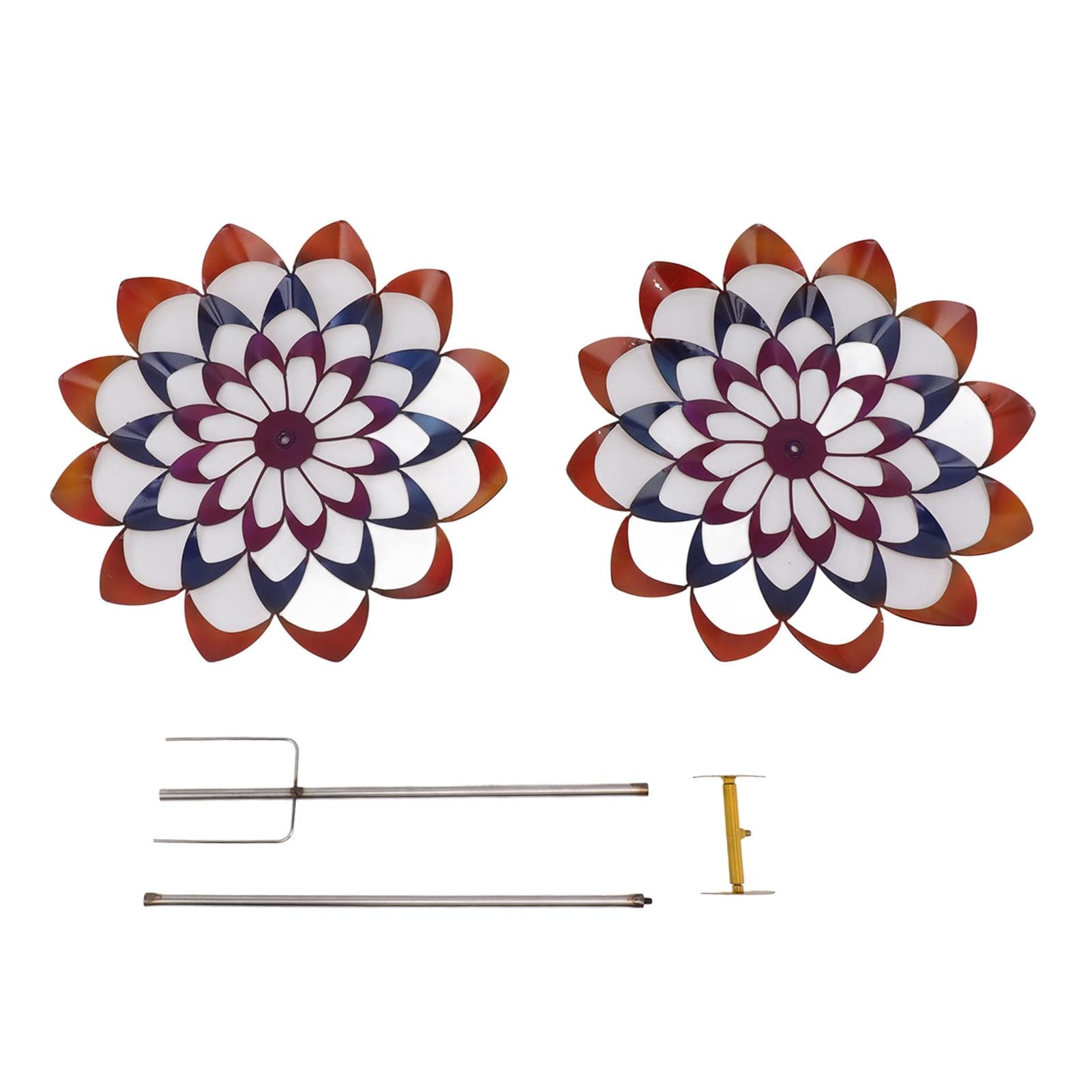 Outdoor 3D Windmill Colourful Exquisite Metal Wind Spinner with Ground Stake for Parks Lawn Yard