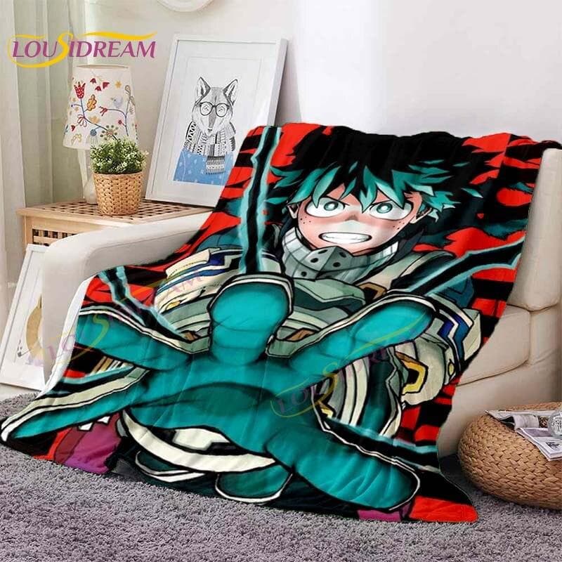 My Hero Academia Blanket Anime Blankets Midoriya Izuku Blankets Bed Sofa Lazy Soft Blanket Boys Girls Kids Gift Flannel Blankets 75x90cm