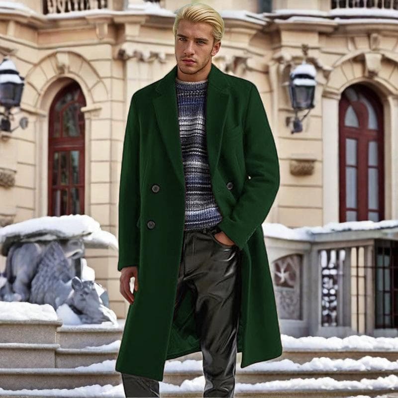 Wool Long Coat Men's Double-breasted Coat 2XL