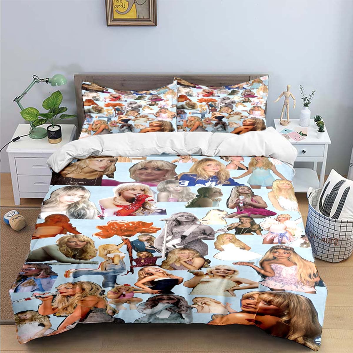 Singer Girls S-Sabrina Carp Print Bedding Sets Exquisite Bed Supplies Set Duvet Cover Bed Comforter Set Bedding Set Luxury Gift EU Twin 135x200cm