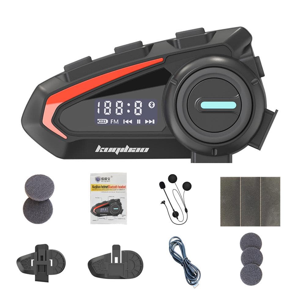 KUQIBAO Motorcycle Helmet Headset BT5.1 Noise Reduction Headphone Waterproof Support Hands-Free Hard Microphone black