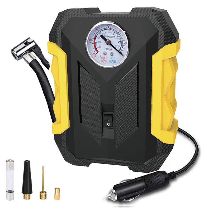 CARSUN Portable Automobile 12V 150 PSI Air Compressor Digital Tire Inflation Pump LED Lamp Tire Compression Pump Compressor for Car Motorcy Ball pointer yellow
