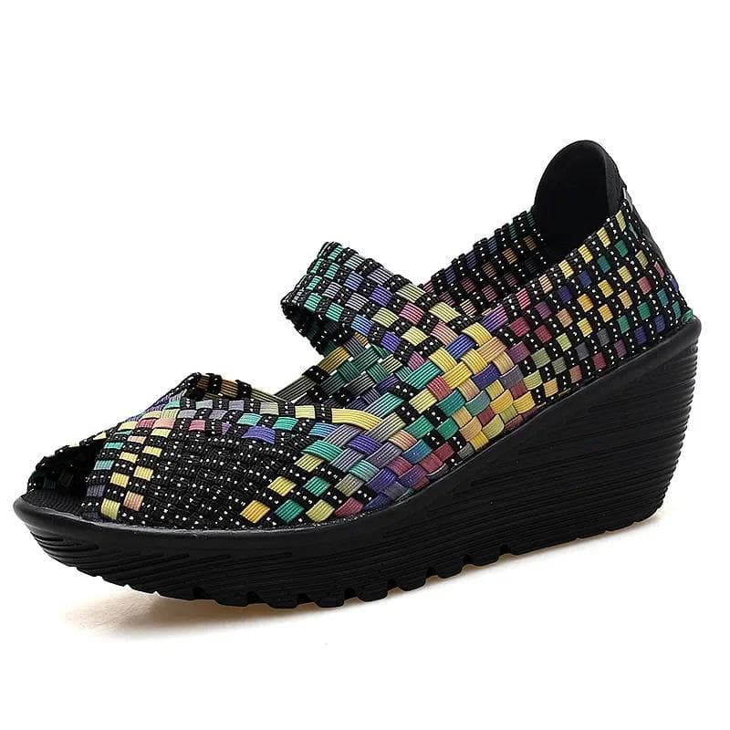 Wedge Platform Weave Sandals Fashion Peep Toe Comforty Breathable Mom Shoes Female Casual Thick Bottom Sandalias Mujer 2024 38