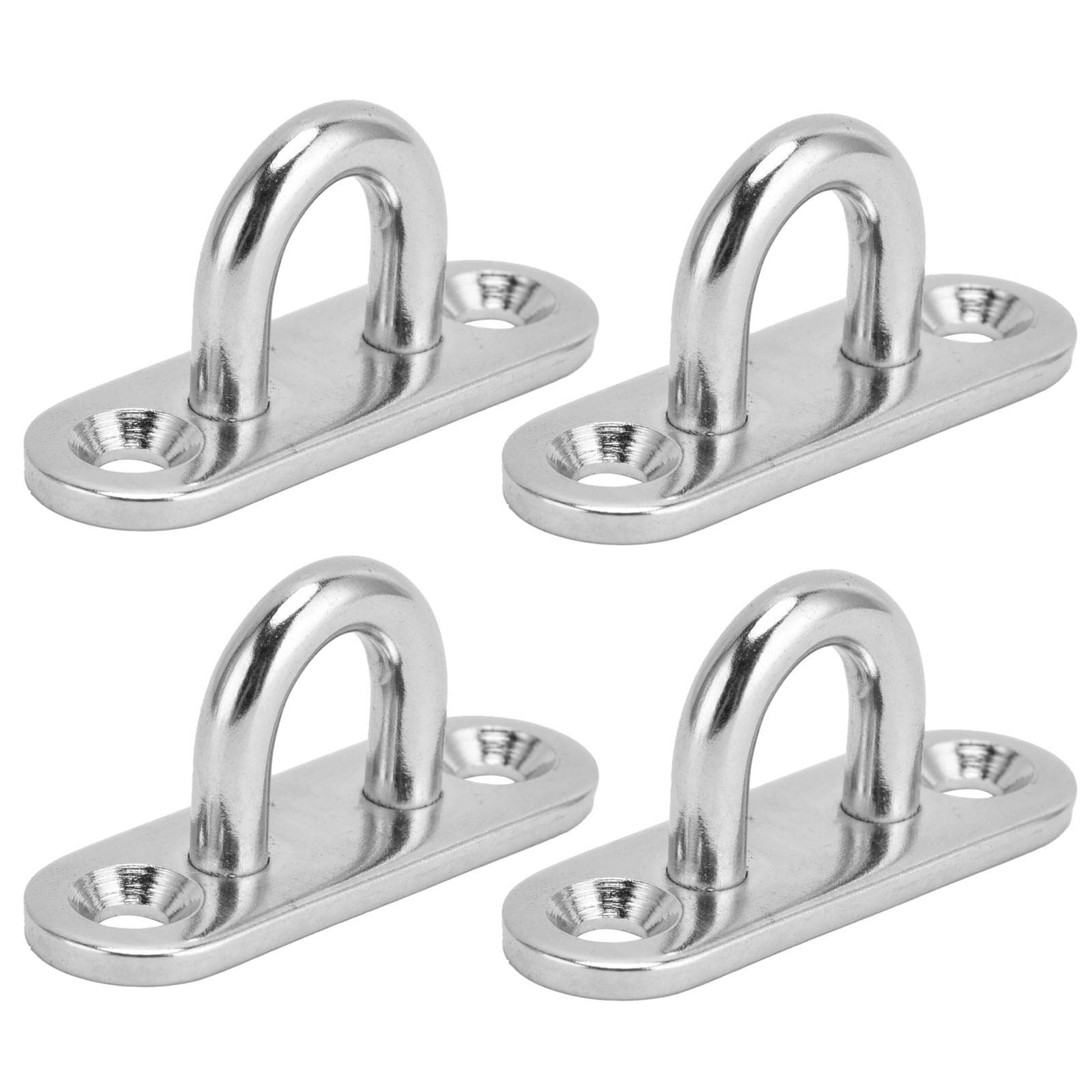 4Pcs Oval Hooks Eyelet 304 Stainless Steel 5mm Ceiling Pad Eye Plate Hardware Staple Loops