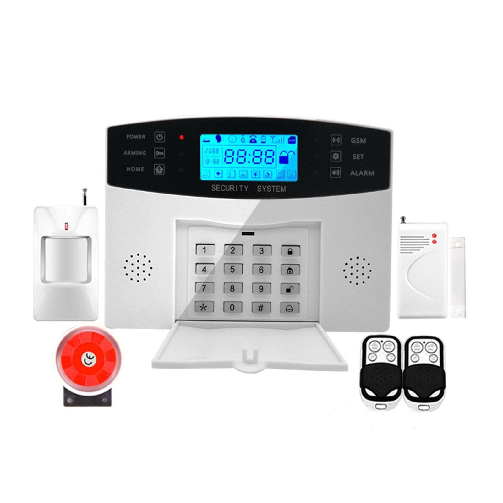 Home Security Alarm Wireless GSM Burglar Alarm Door Entry Sensor Infrared Detector with 2 Remote