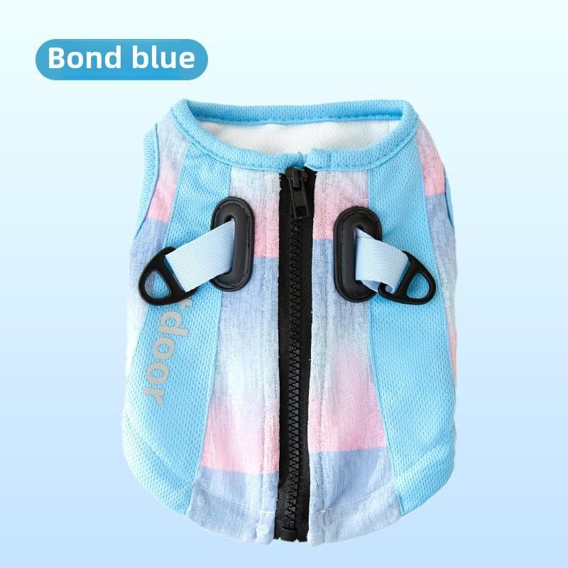 Pet Heatstroke Cool Cooling Mesh Splicing Traction Cool Clothes Medium and Small Dog Teddy Summer Vest Dog Clothes XS