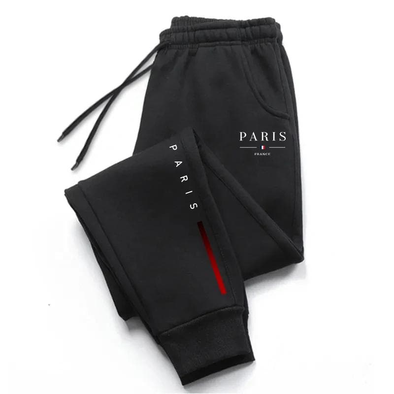 New Arrival Paris Printed Sweatpants for Men High Grade Male Home Outdoor Casual Sports Jogger Pants Urban Fashion Trousers S black