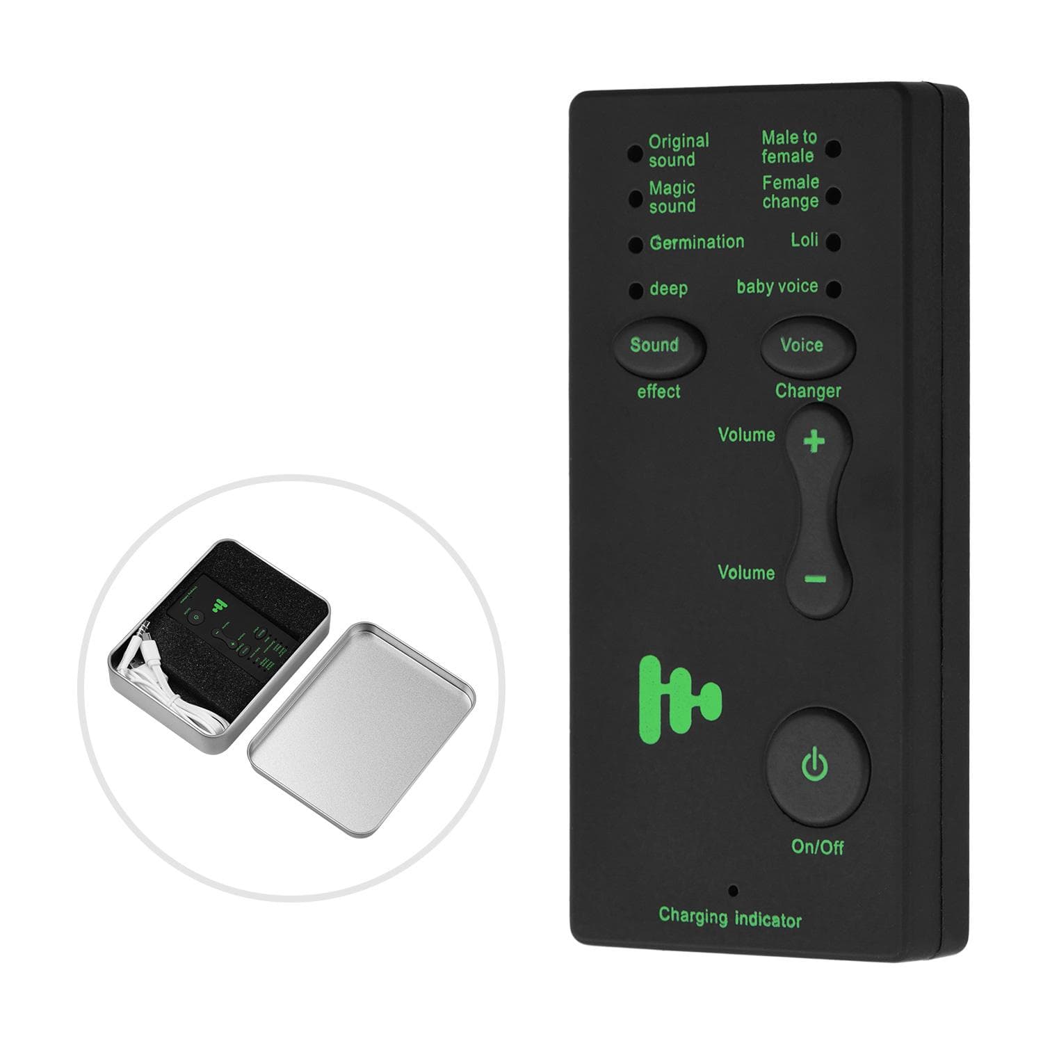 M1 Mini Portable Sound Effects Machine Voice Changer Device Audio Card Sound Changer for Live black