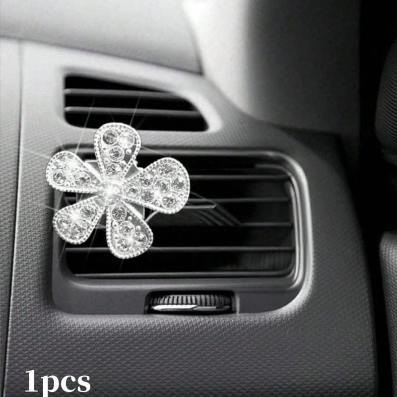 6PCS/5PCS/3PCS/1pc Rhinestone Flower Car Air Vent Decor, Crystal Rhinestone Vehicle Air Vent Outlet Clip 1pcs