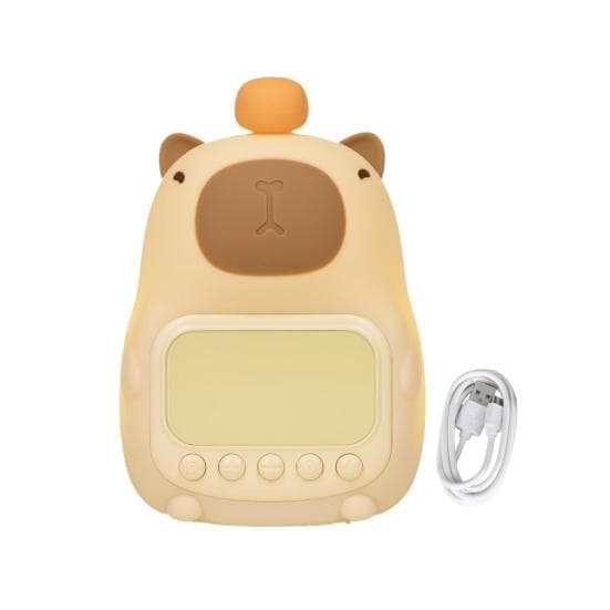 Capybara Alarm Clock with Night Light Dimmable Snooze Function Rechargeable Silicone Lamp