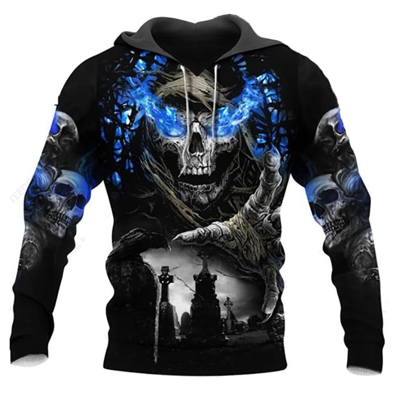 Men's Hoodies Sweatshirt 3D Print Horror Skull Streetwear Harajuku Pullover Hip Hop Jacket Men Women Tracksuit Oversized Hoodie L