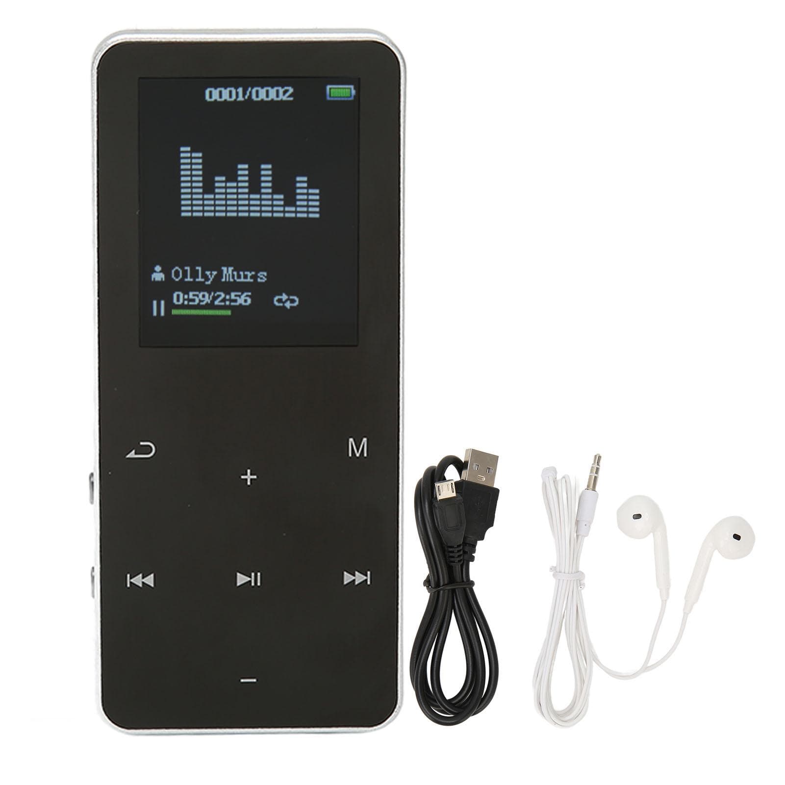 MP3 Player 8G Bluetooth 4.2 1.8 Inch Screen Noise Reduction Lossless Portable MP4 Player with silver