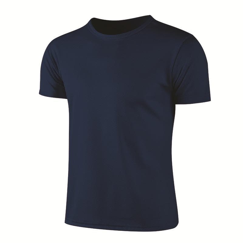 Summer Round Neck T-shirt Quick Dry Clothes Work Clothes Short-sleeved T-shirt S navy blue