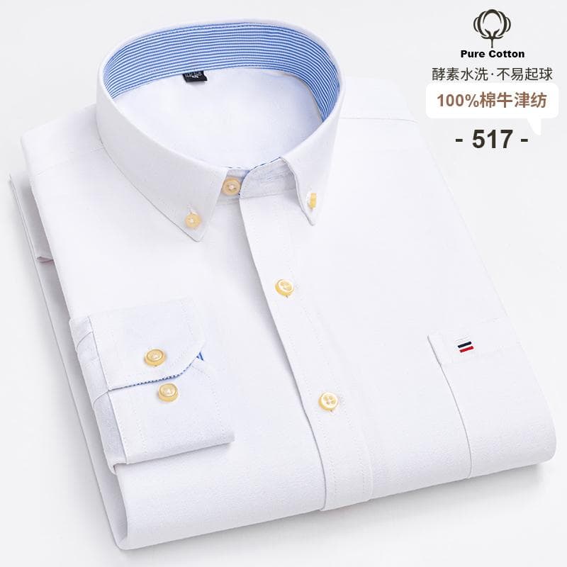 100% Cotton Oxford Men's Shirts Long Sleeves Plaid Soft Regular Fit Formal Dress Shirt Pocket Social Blouse Male Clothes S-7XL L