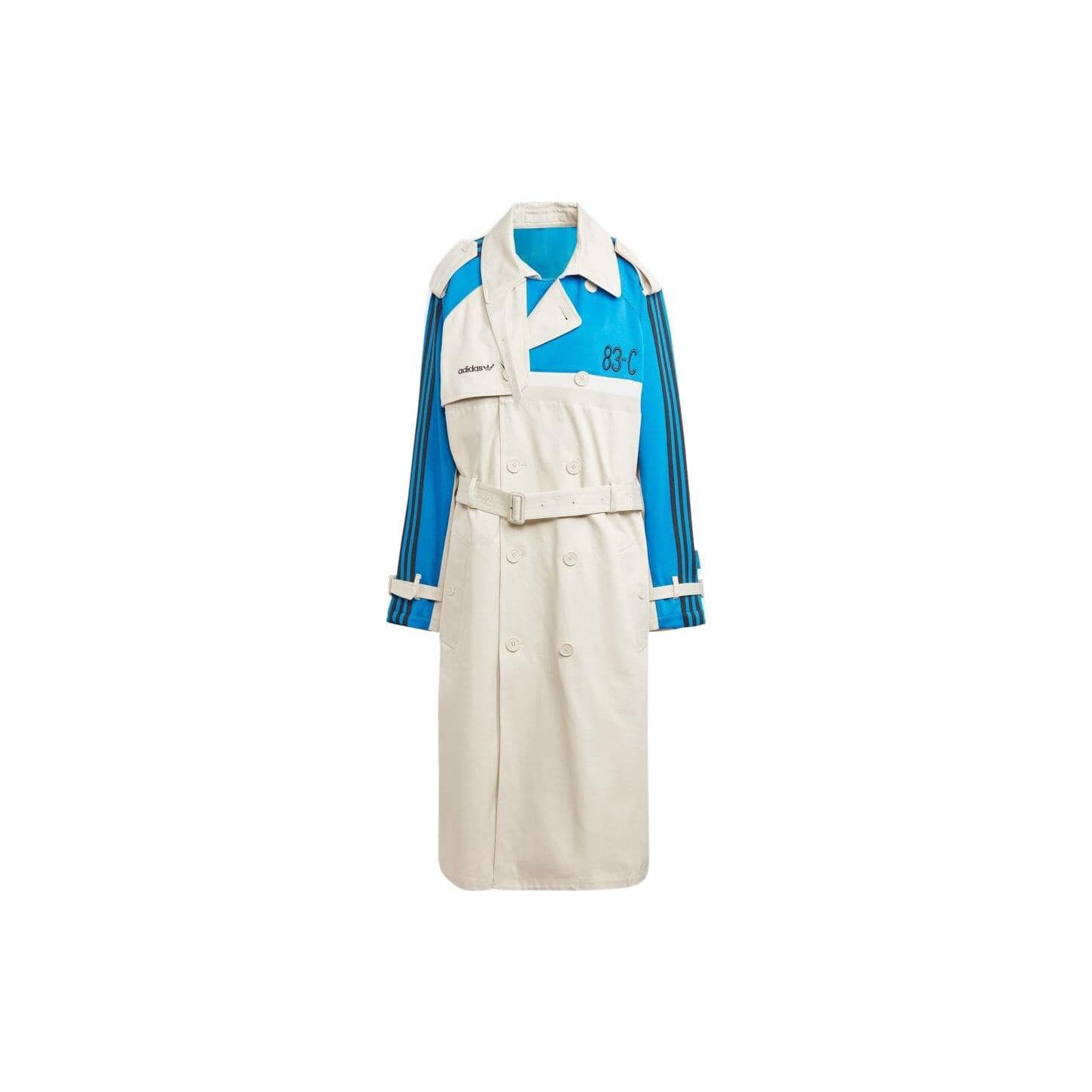 Adidas Originals Blue Version 83-C Colorblock Double-Breasted Belted Long Sleeve Coat Men Outerwear IA2466 S