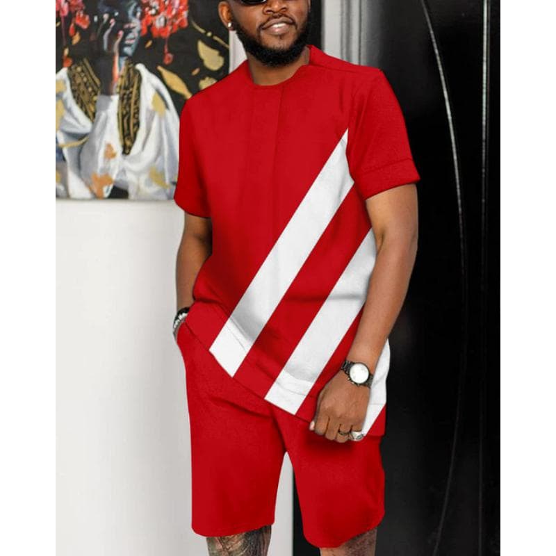 Summer Men Set Fashion 2 Piece Set Men T-Shirt Shorts Pants Suit Casual Short Tracksuit Outfit Oversized Vintage Male Clothes XL