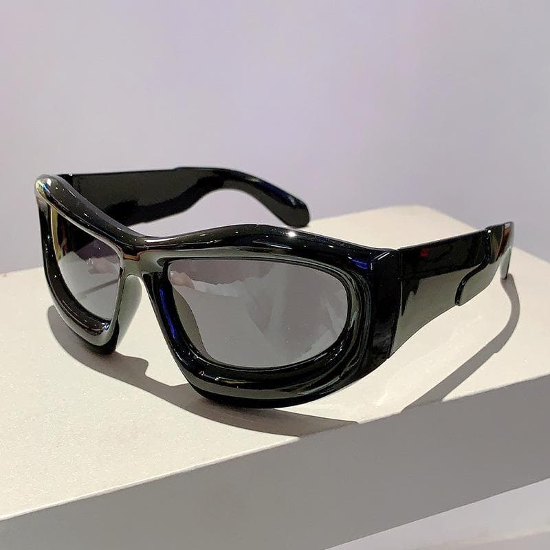 Y2K Oversized Big Frame Punk Square Sunglasses Vintage Steampunk Mirror Shades for Women Men Luxury Designer Brand