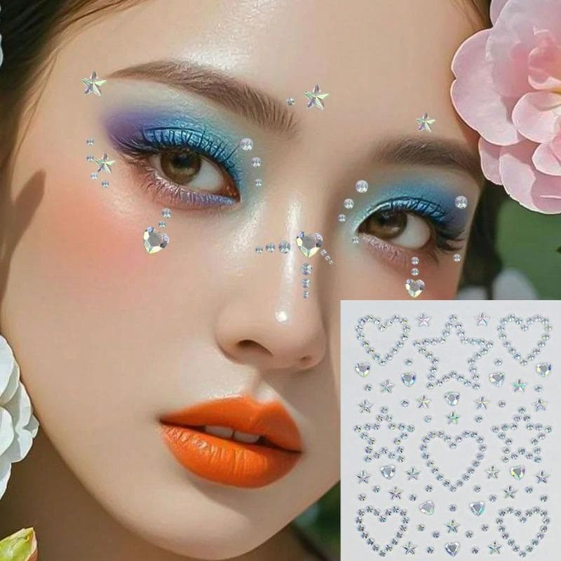 1PCS Face Glitters Self Adhesive Face Rhinestones Stick On For Hair Makeup Stickers Face,Eyes,Nail Stickers Star Rhinestones Tattoos For Women Girls