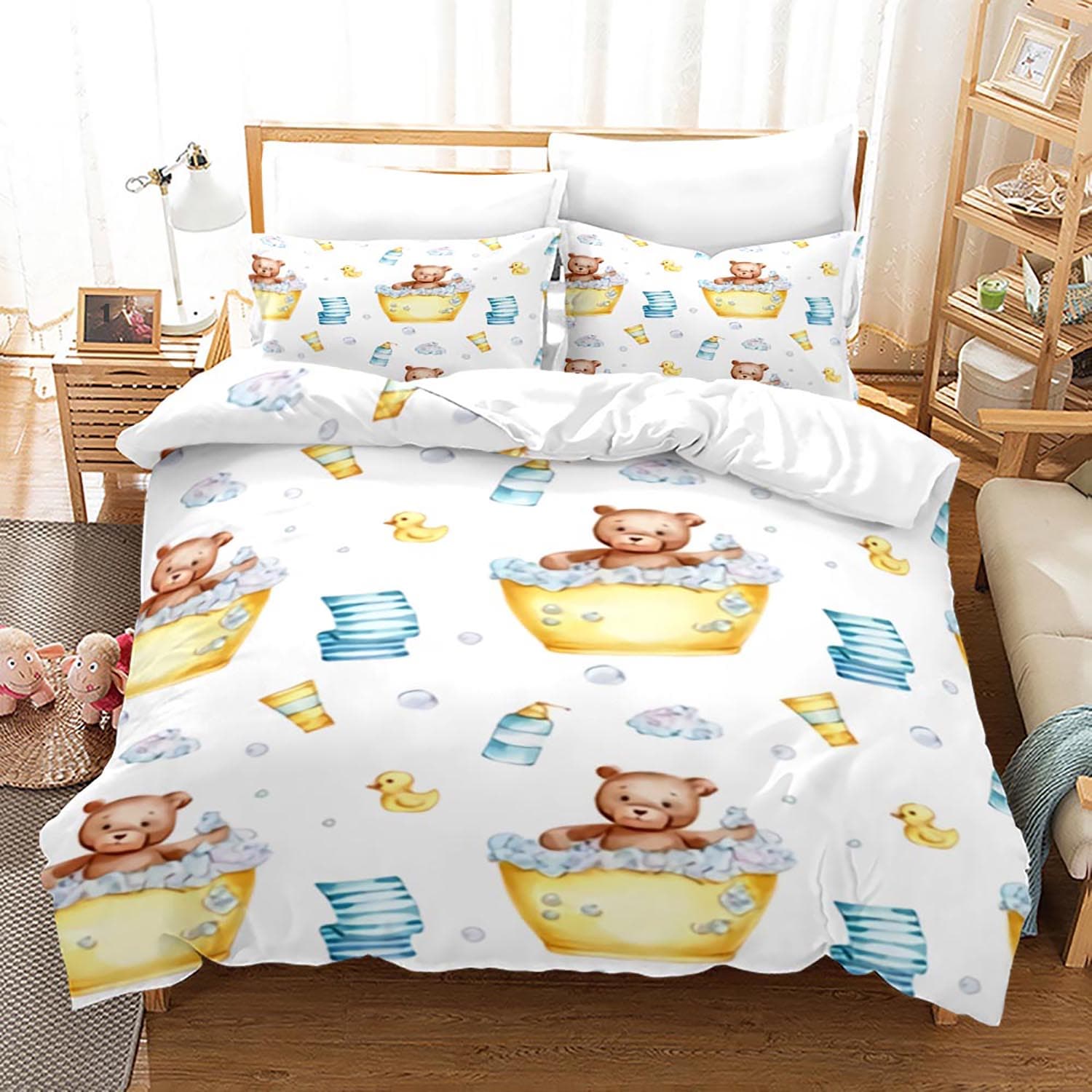 Yellow duck Bedding Set Single Twin Full Queen King Size Little duck Bed Set Aldult Kid Bedroom Duvetcover Sets 3D Print 020 155x215cm 3pcs