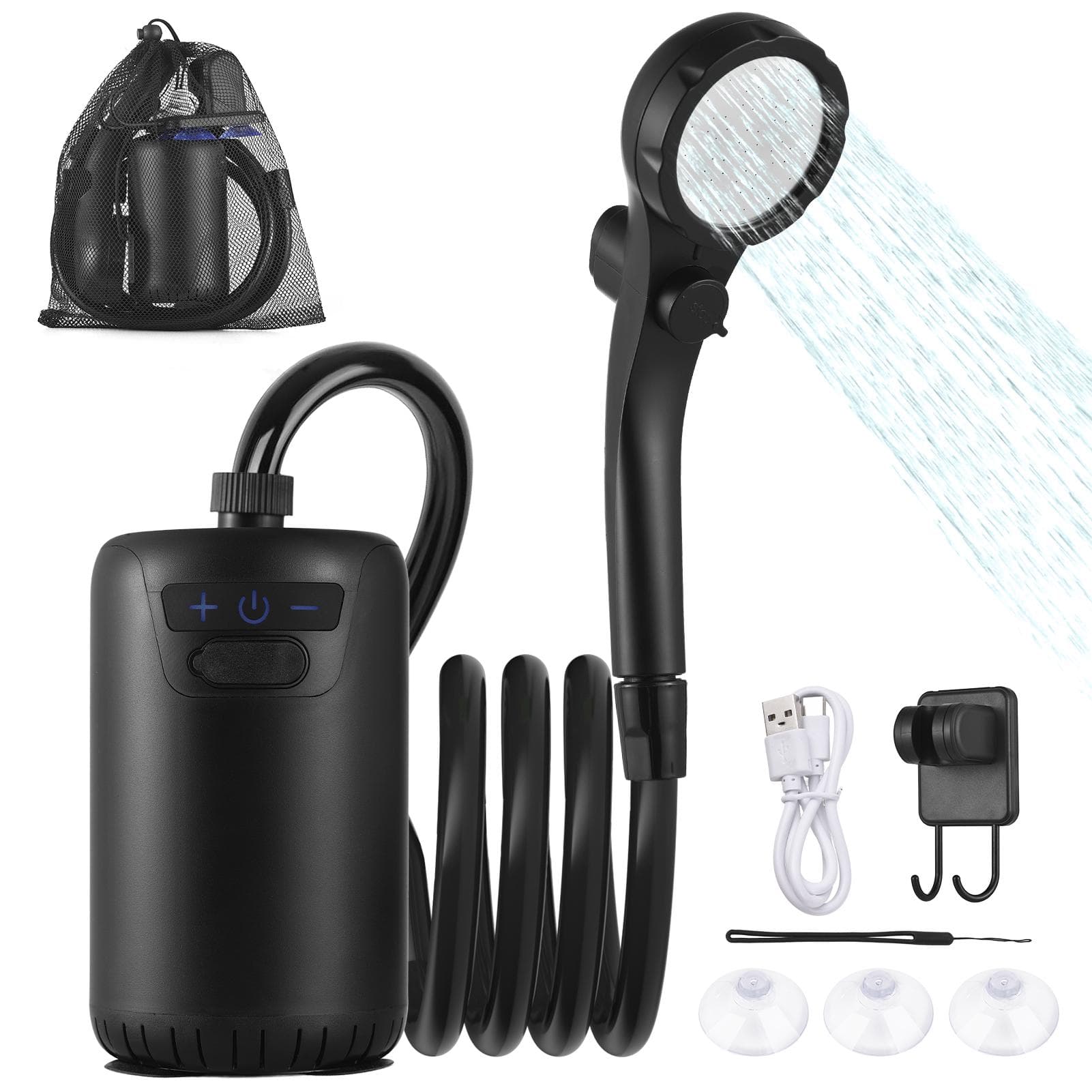 Portable Camping Shower Outdoor Shower Electric Shower with Temperature Display for Camping Hiking