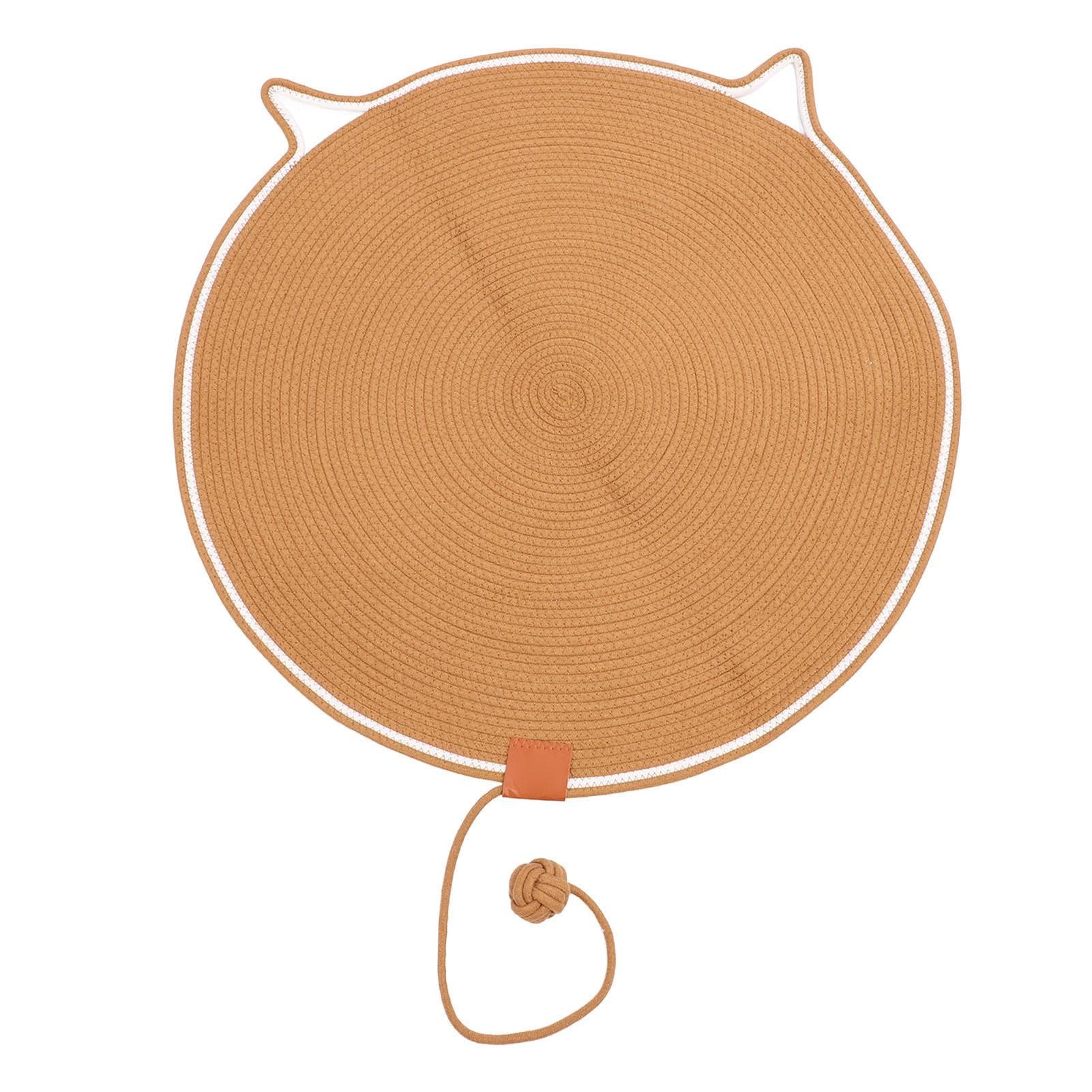 Cat Scratcher Mat 80cm Cotton Rope Protect Furniture Sturdy Round Cat Scratcher Pad with Ball Toy