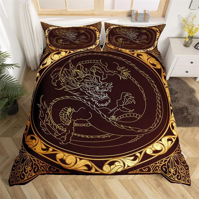 3D Dragon Themed Household Bedding Set Chinoiserie Style Quilt Cover Pillowcase 2/3 Pieces AU180 * 210 Full Size Decorative Quilt Cover Baby 100x135cm