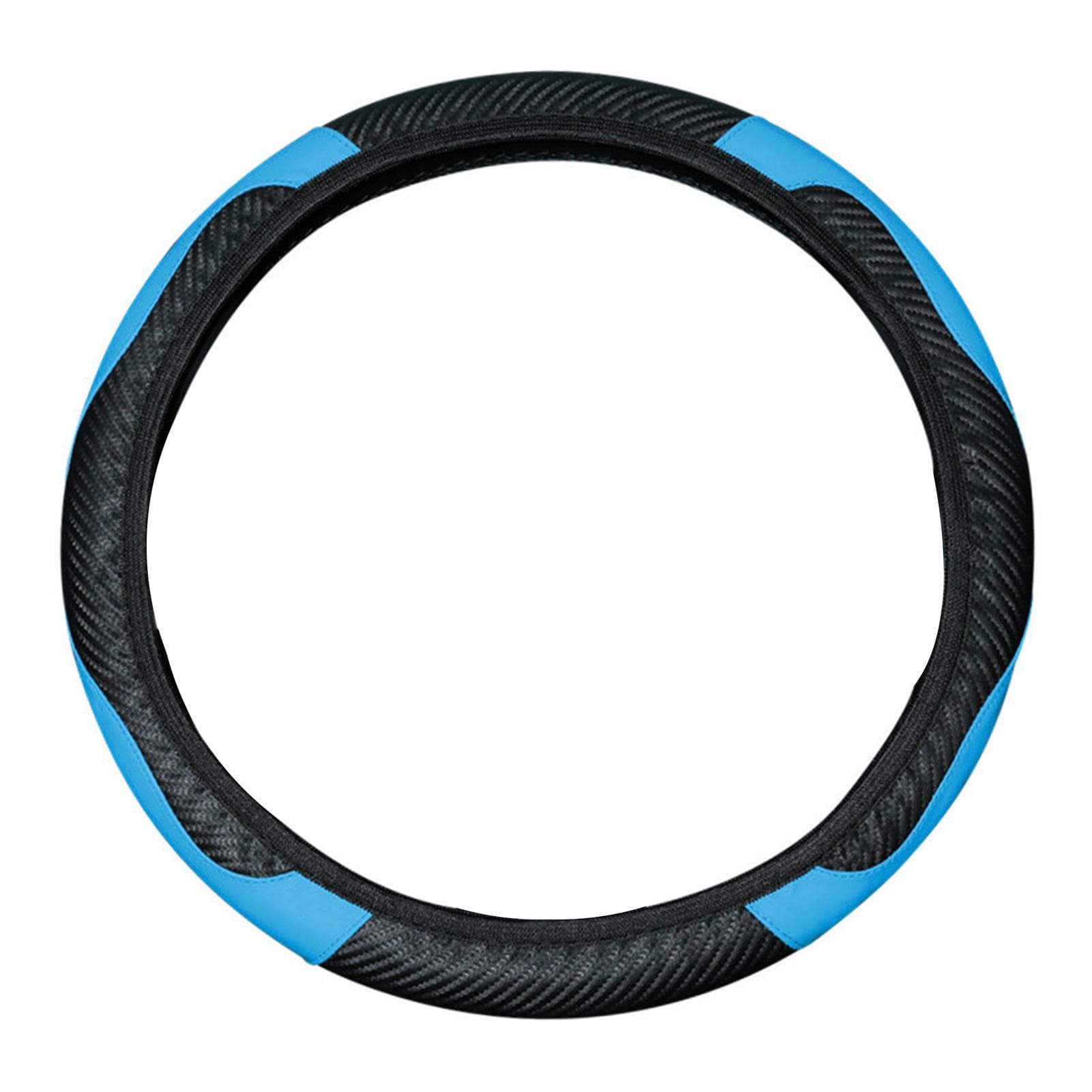 38cm Car Steering Wheel Cover PU Leather Slip Resistant Universal Elastic Comfortable Smooth for black/blue