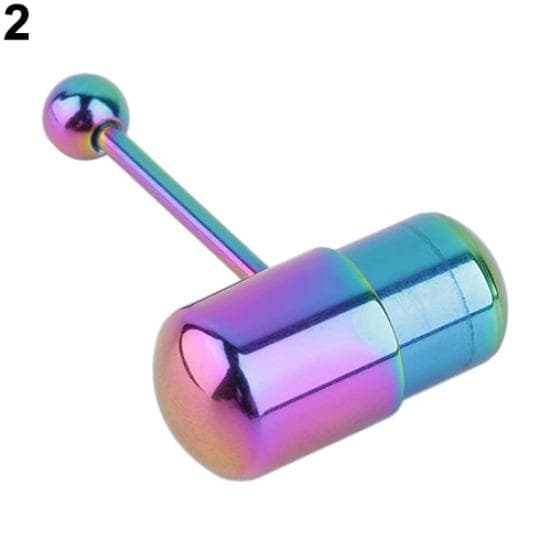 1Pc Cool Vibrating Barbell Tongue Rings Bars Piercing Stainless Steel Body Jewelry multicolour