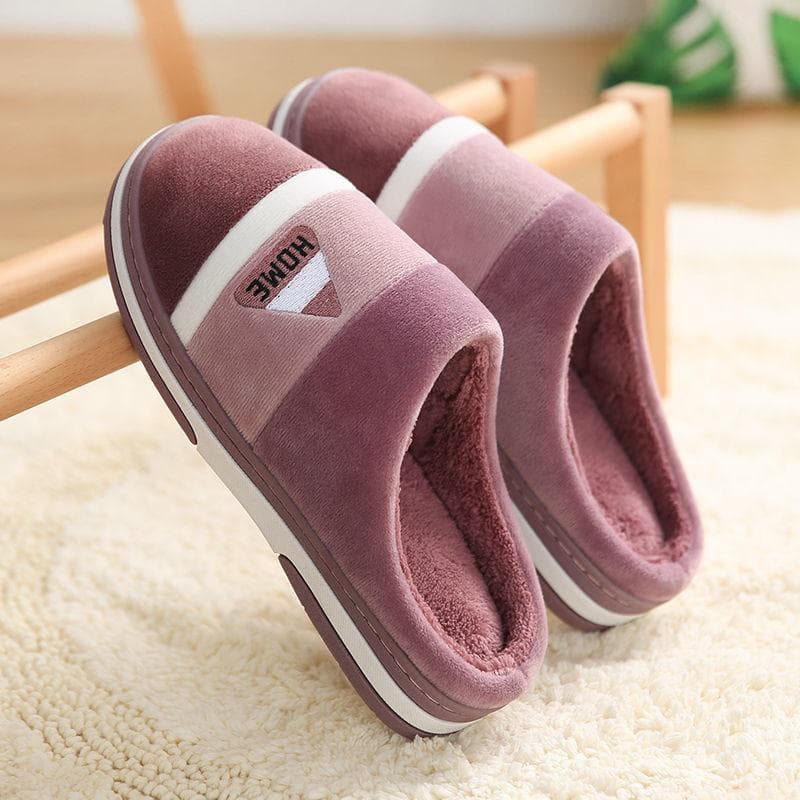 Autumn and Winter Pure Cotton Slippers Indoor Non-slip Soft-soled Shoes Warm Simple Plush Cotton Shoes 40-41 purple