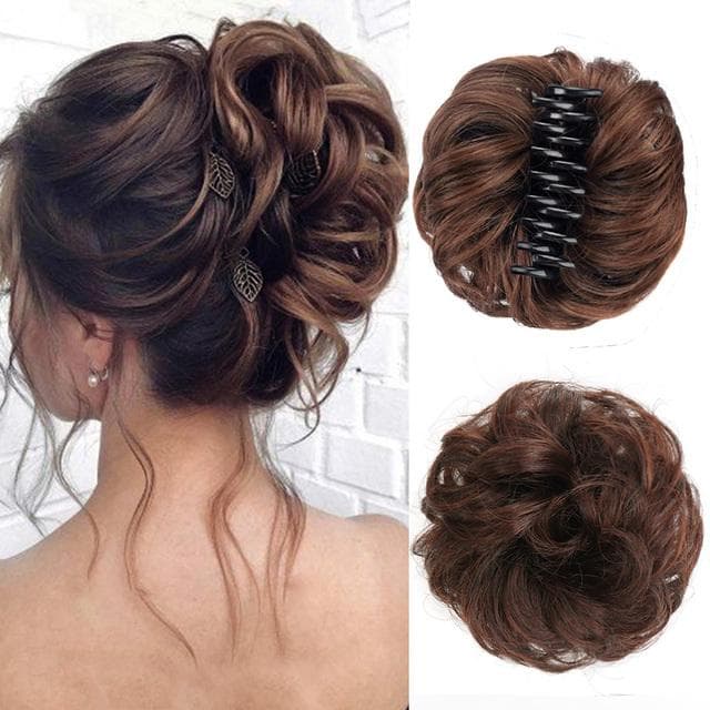 Synthetic Hair Bun Claw Clip in Chignon Hair Piece Curly Messy Bun Ponytail Hair Extensions Scrunchie Hairpieces for Women 1PC