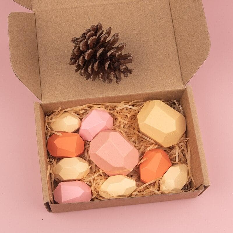 10PCS Stacking Building Balance Block Wooden Stacking Block Open thinking Educational Montessori Toy Spain Warehouse MYY 10PCS PINK pine