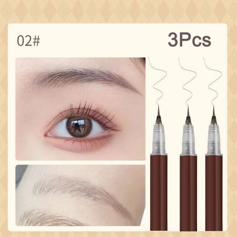 Ultra-fine Eyebrow Pencil Outline Shadow Lying Silkworm Eyeliner Waterproof Non-smudge Lasting Colorfast Liquid Eyebrow Pencil 3PCS beige