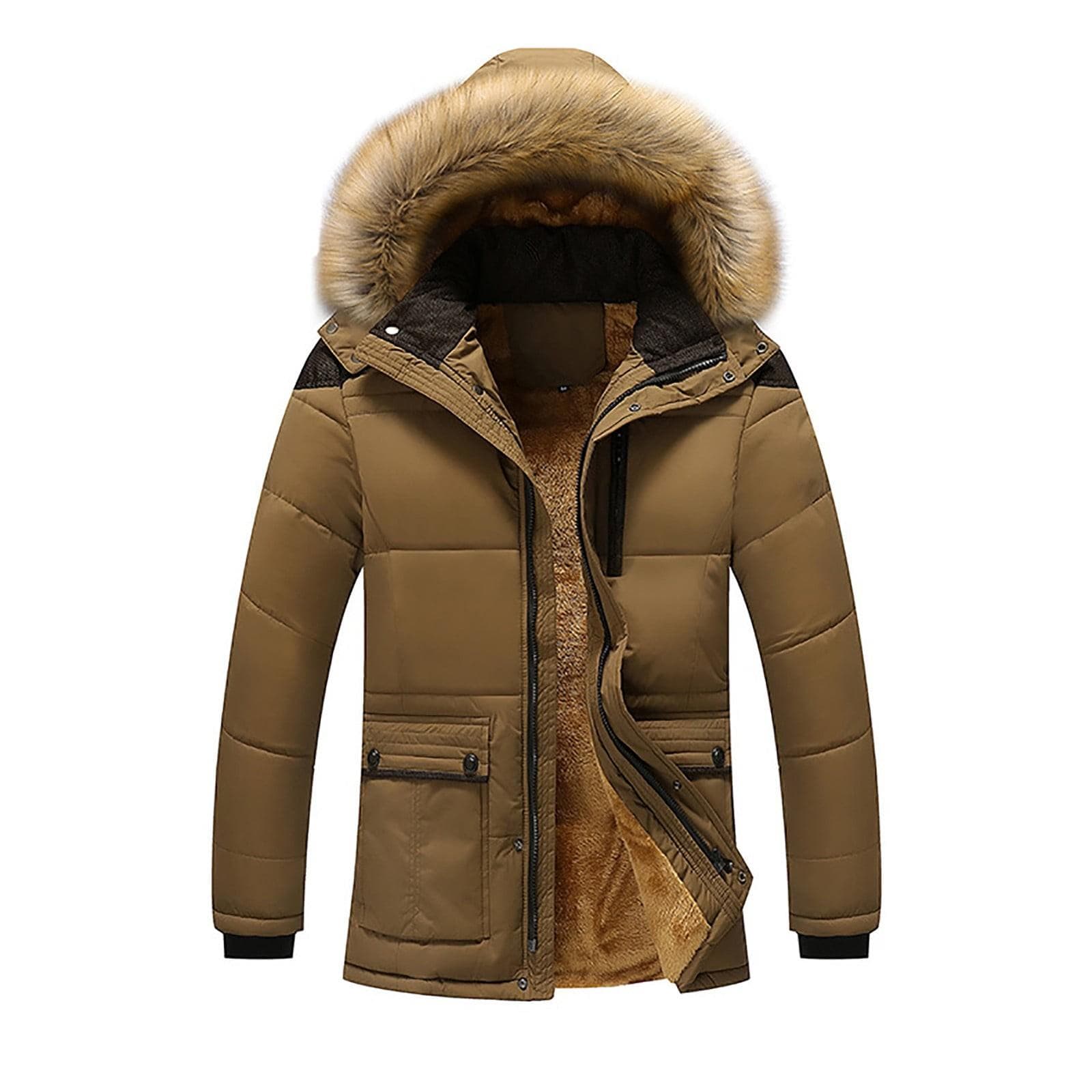 Winter Jackets For Men, Men's Winter Thickened Plus Size Padded Windproof Warm Cotton Padded Coat M camel