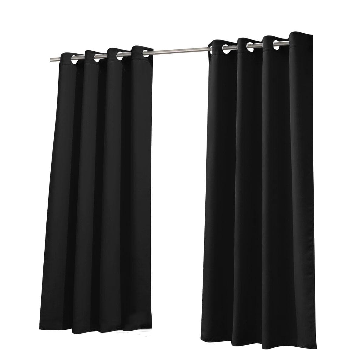2PC Curtains Home Modern Simple Solid Color Blackout Cloth Outdoor Waterproof Sunscreen Anti UV 132cm * 214cm black