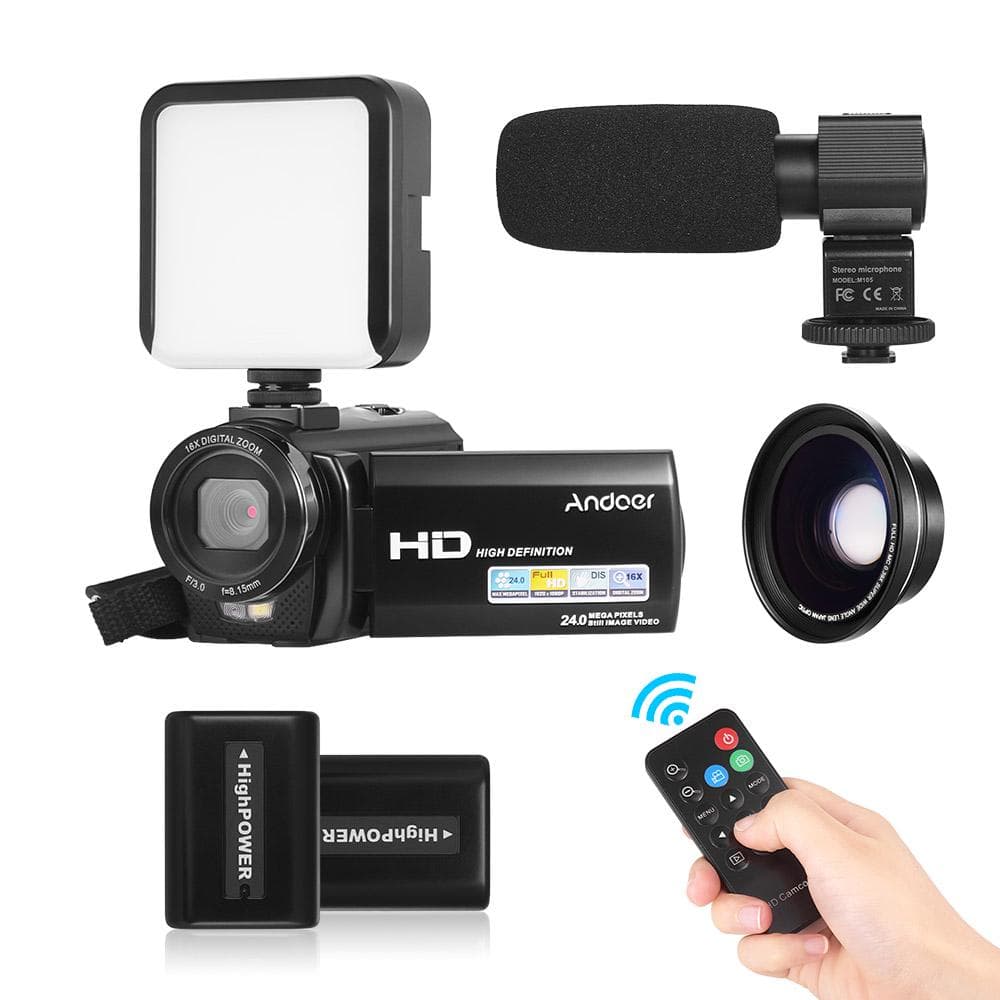 Andoer HDV-201LM 1080P FHD Digital Video Camera Camcorder DV Recorder 24MP Bundle 2