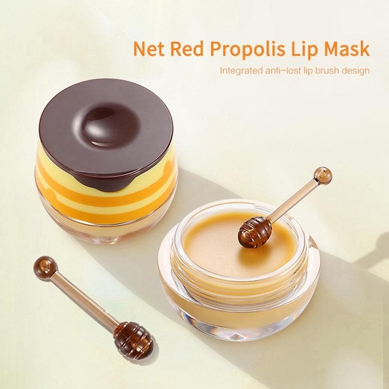 Propolis Moisturizing Lip Mask Sleep Lip Balm Nourishing Anti-wrinkle Lip Care Anti-cracking Unisex With Brush Lip Care